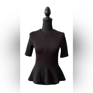 H&M: Black Fitted Peplum Blouse with Texture